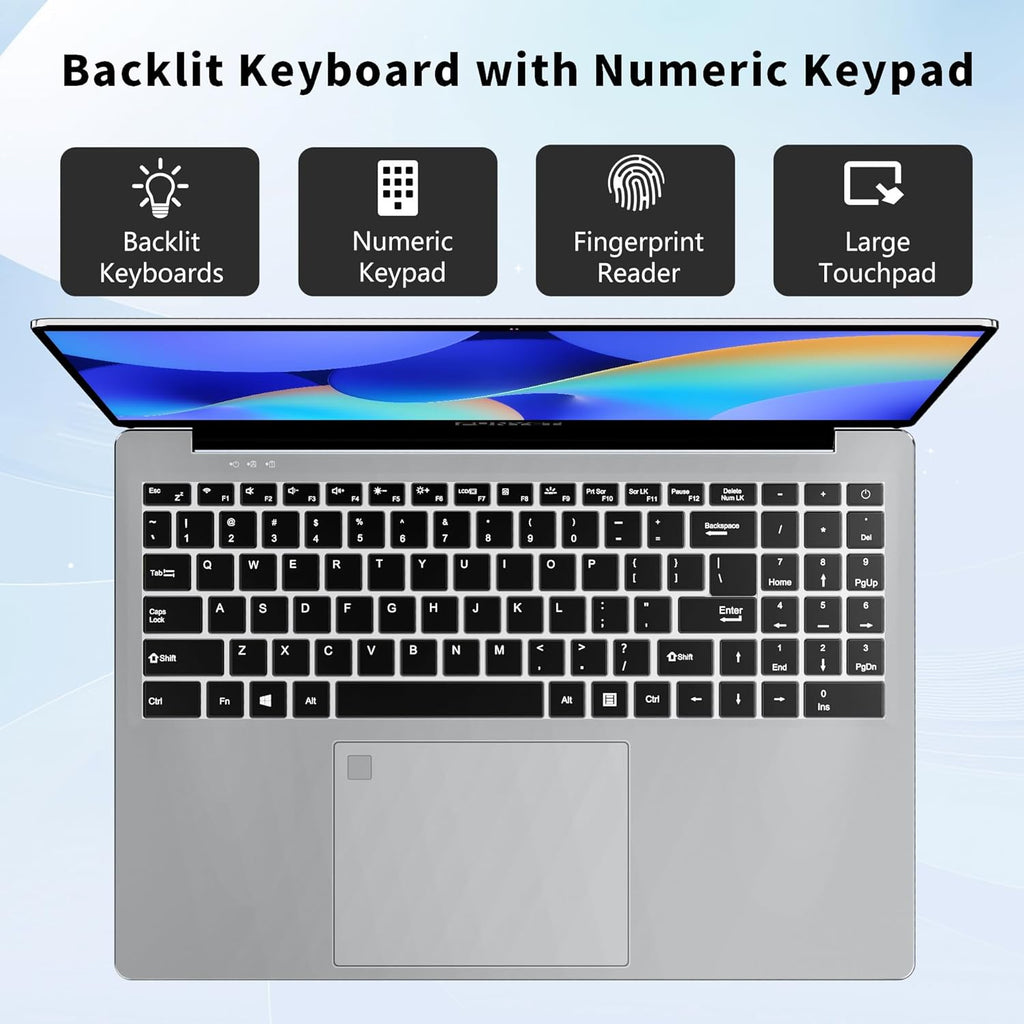 FUNYET 2026 Gaming Laptop Computer Windows 11 Pro, 16 Inch Lap Top PC, 16GB RAM 1TB SSD, Intel 12th Gen N100 Processor(up to 3.4GHz), Backlit Keyboard, Fingerprint Unlock, Office 365 Business