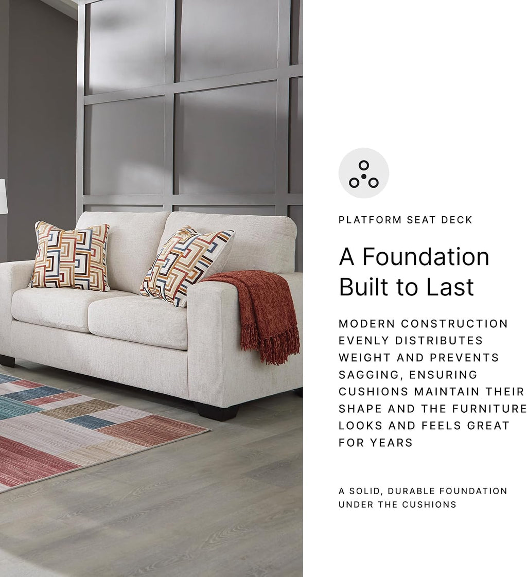 Signature Design by Ashley Aviemore Coastal Loveseat with 2 Accent Pillows, Beige