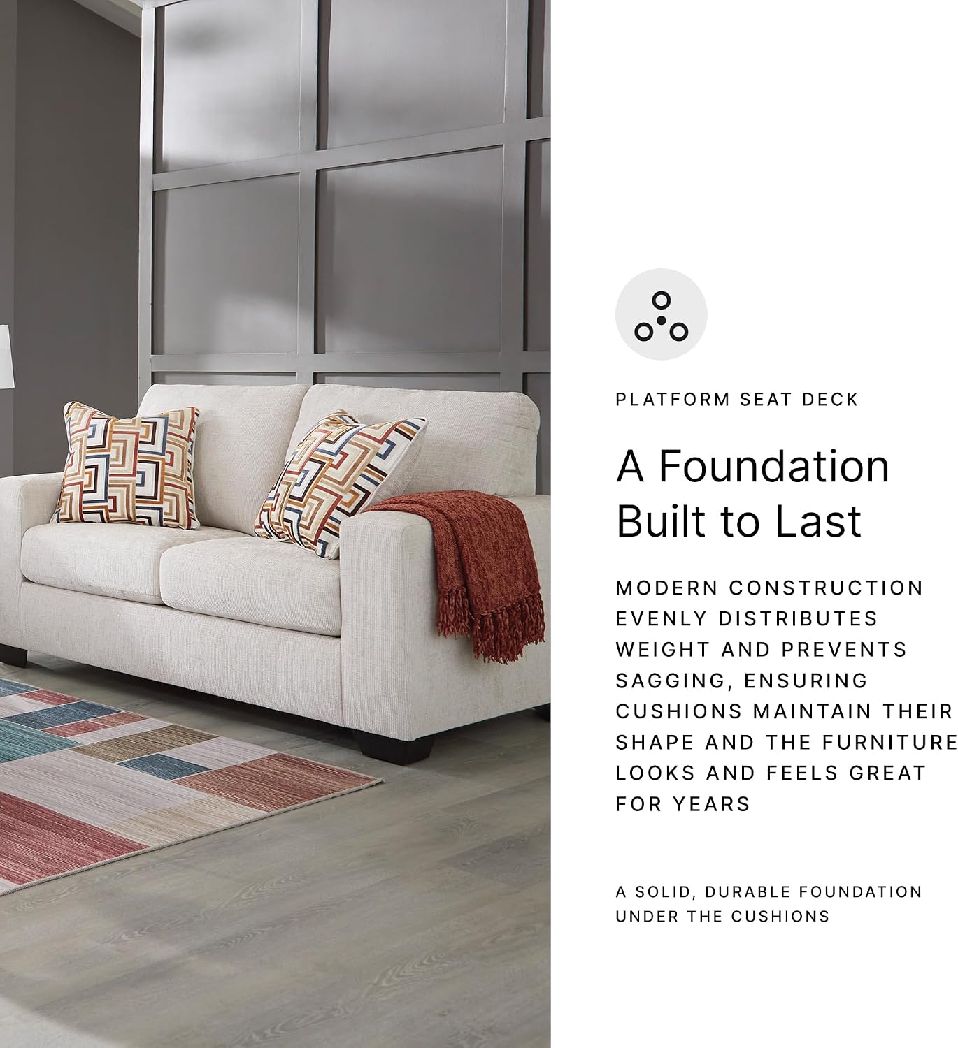 Signature Design by Ashley Aviemore Coastal Loveseat with 2 Accent Pillows, Beige