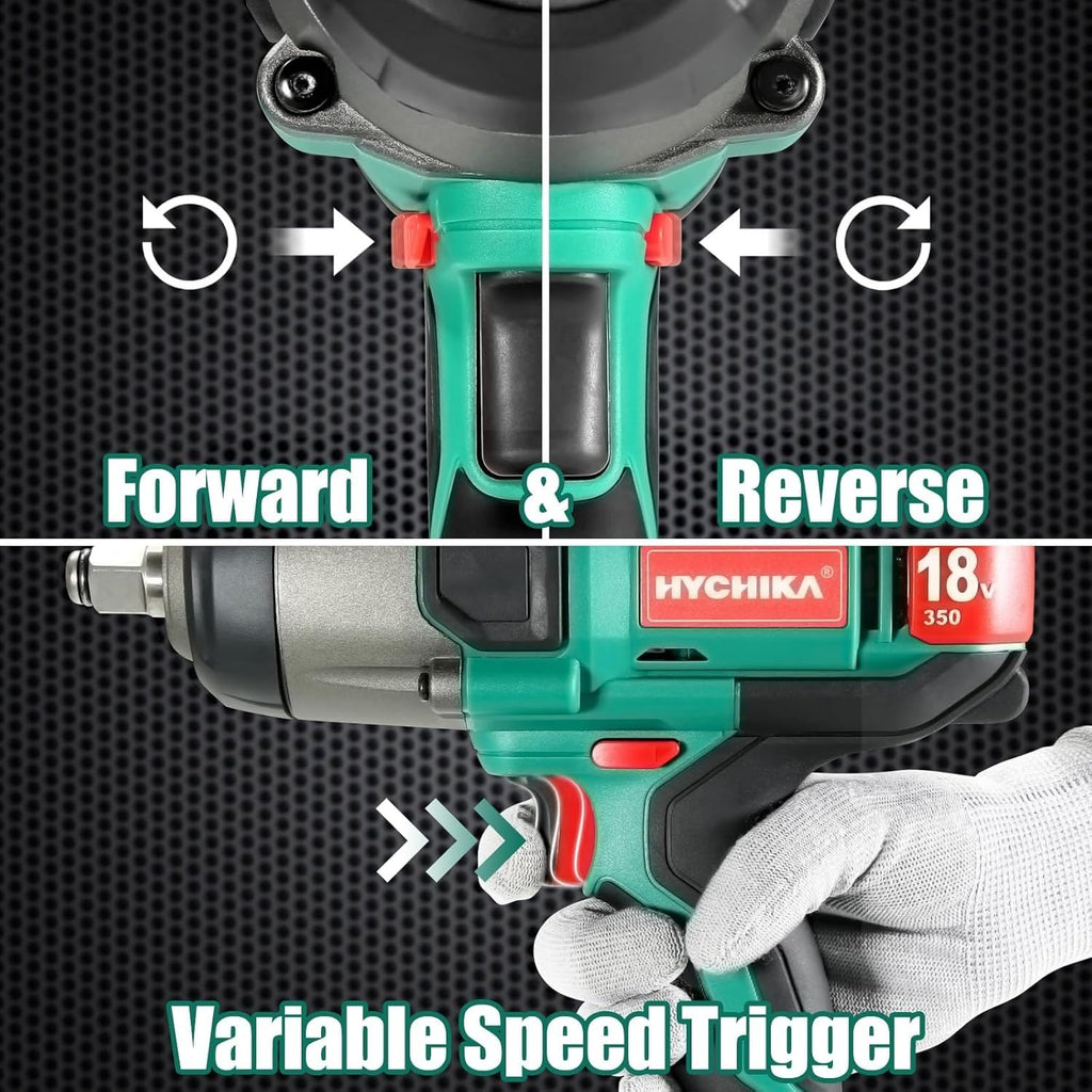HYCHIKA Power Tool Combo Kit, 18 V Max Cordless Impact Wrench with 1/2 Impact Drivers,1800W Heat Gun, Heating Crafting Gun with 6 Nozzles,2-Tool Power Tool Set