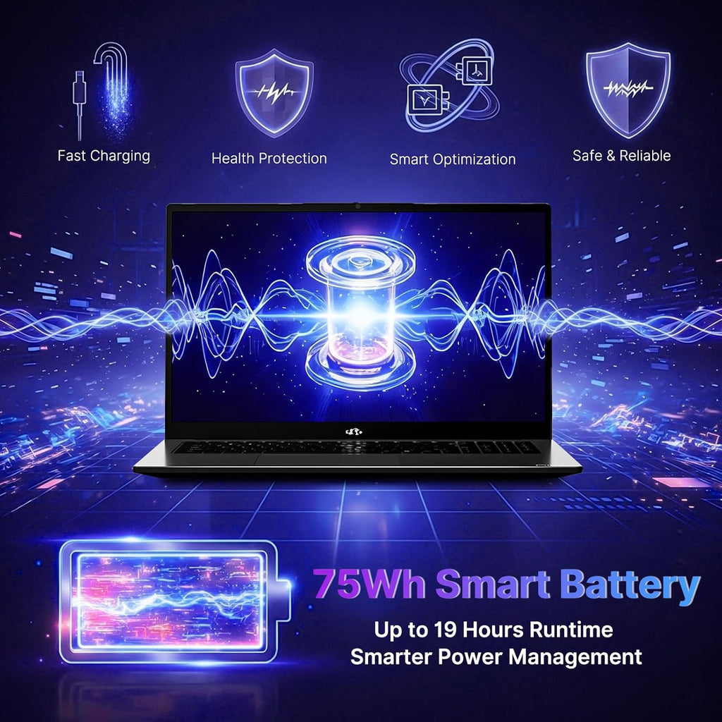 NIMO 17.3' Business-Laptop Ryzen 9 8945HS, 64GB RAM 2TB SSD, Radeon 780M, 54W Max TDP, 75Wh Battery, USB-C 4.0, PD 100W, Backlit Keyboard, Fingerprint Unlock, FHD Laptop for Gaming Student Office