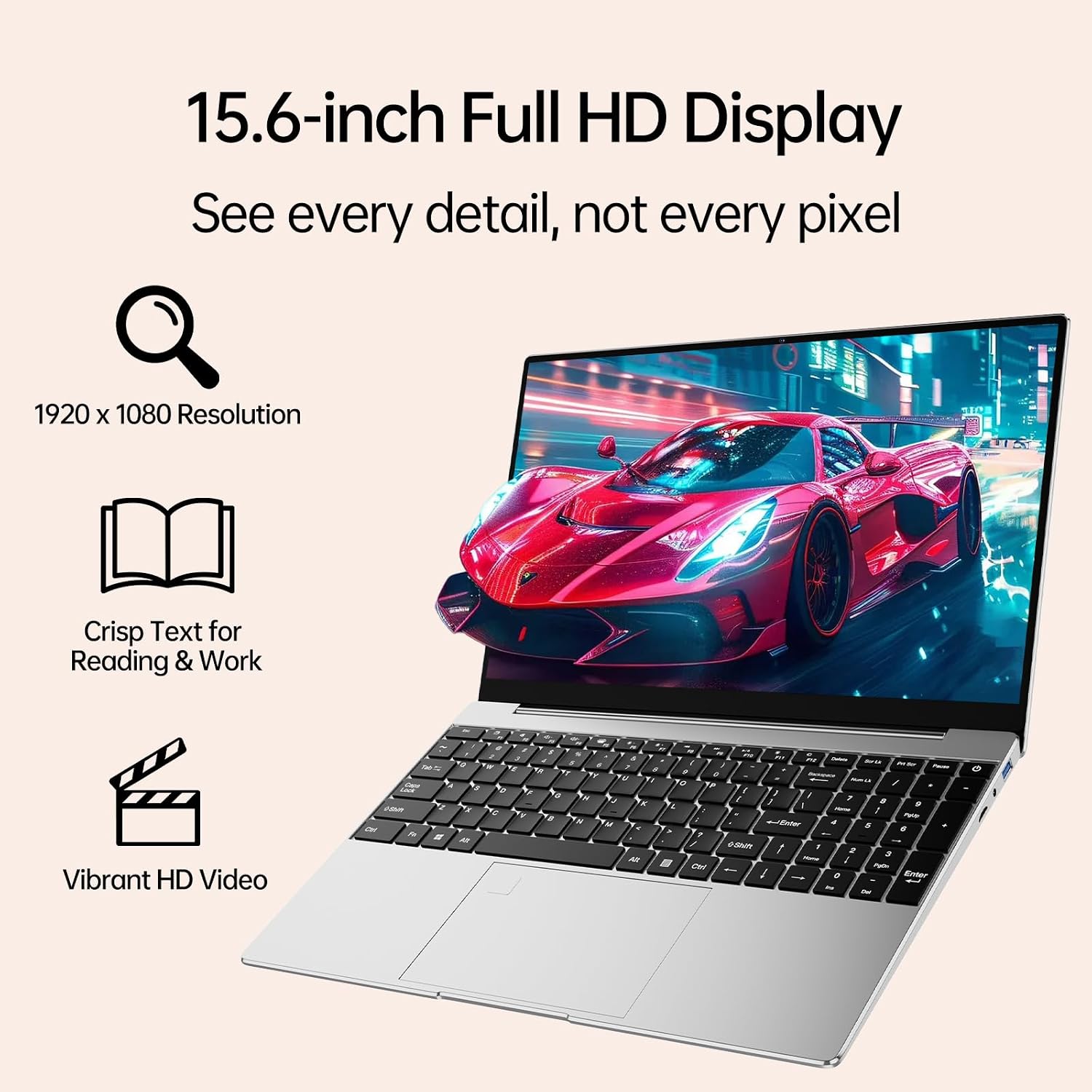 2026 New 15.6'' Laptop Windows 11 Pro, Intel Core i3-7020U, 8GB RAM, 256GB SSD, 1080p FHD Display, Backlit Kerboard, Fingerprint, Office 365, WiFi5, BT5, Webcam, Mini-HDMI, USB3.2, TF Card Slot