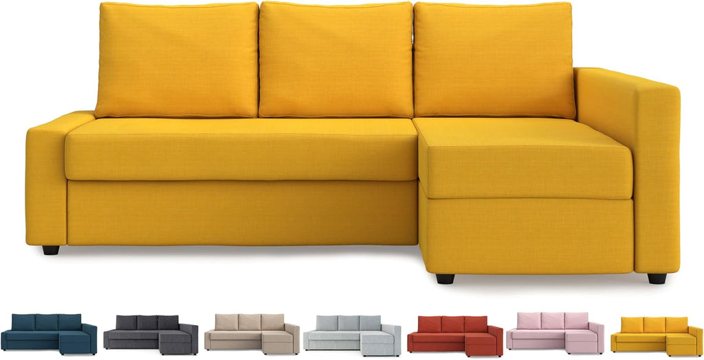 MASTERS OF COVERS Snug Fit Friheten Slipcover for The IKEA Friheten with Chaise Corner Cover, Sofa Bed Cover, Sectional Slipcover Replacement (Yellow)（Cover Only！Not Sofa！）