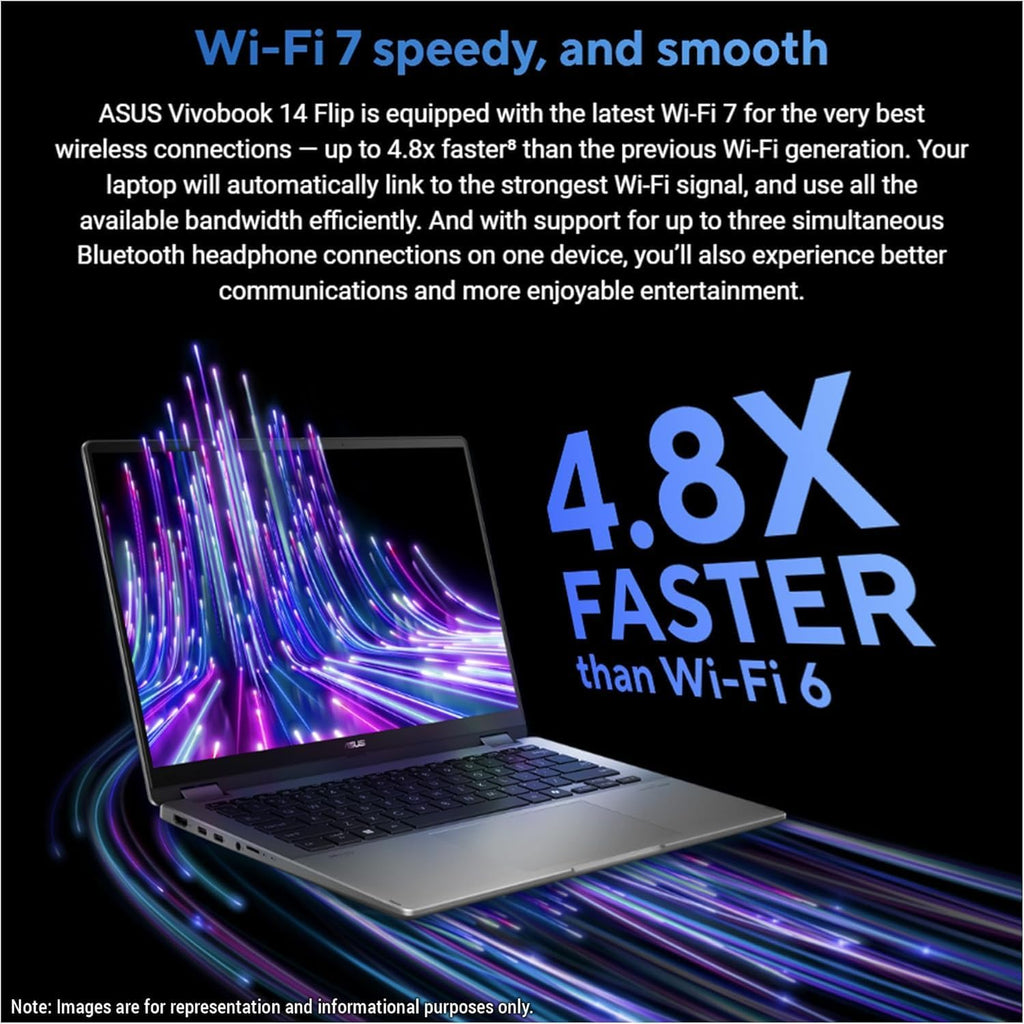 ASUS Vivobook Flip 14inch Touchscreen Laptop 2 in 1 - OLED WUXGA Display -Intel Core Ultra 7 256V -16GB RAM -2TB SSD -Backlit Keyboard -Windows 11 Office 365 -Business Computadora Portátil 2025