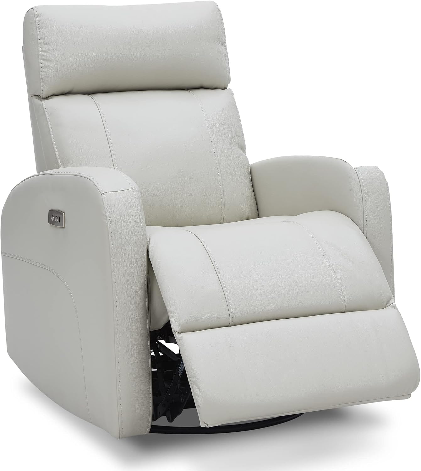 CHITA Genuine Leather Power Swivel Glider Recliner Chair for Adults, FSC Certified Electric Nursery Rocker Recliner Chair for Living Room, Light Grey