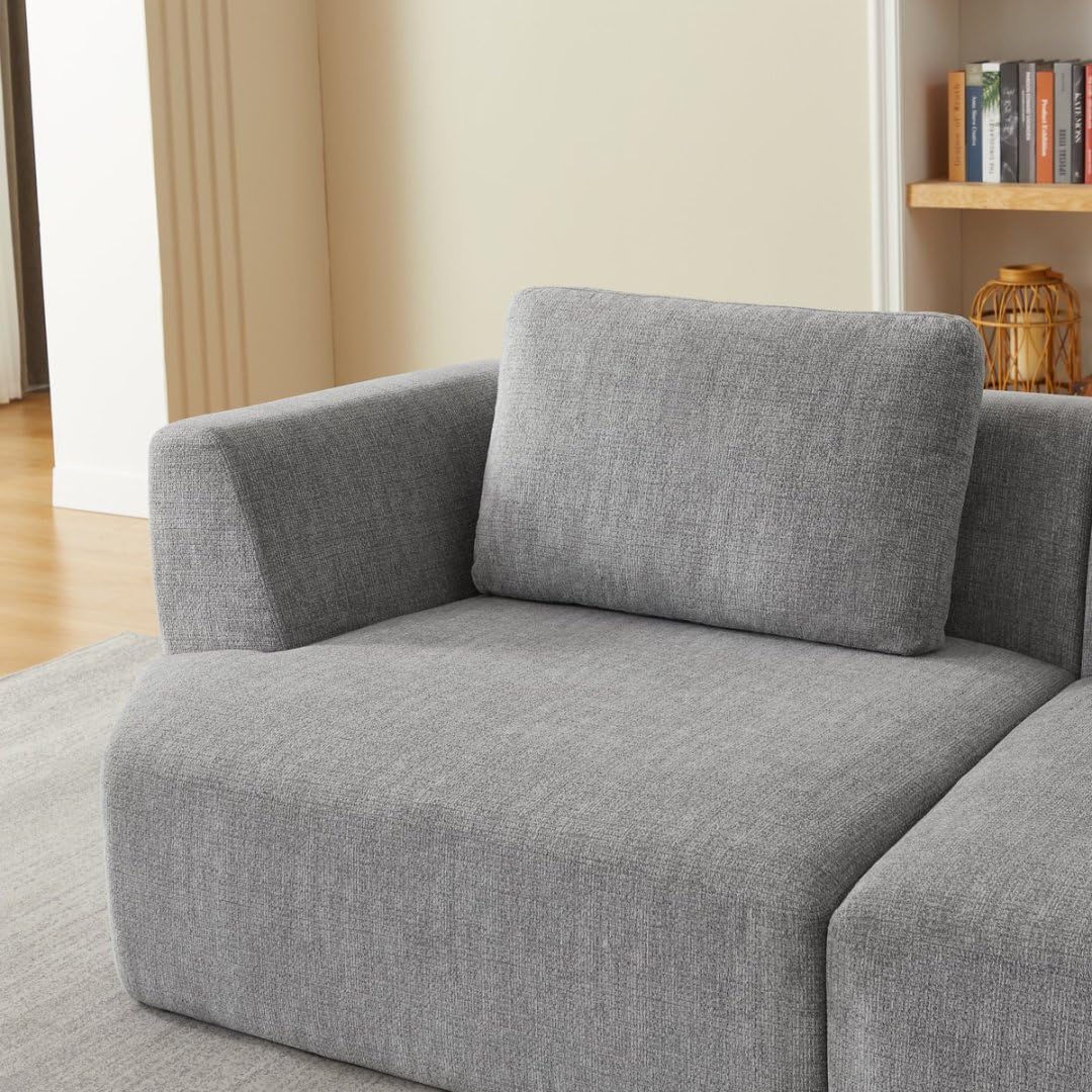 Sofa in a Box Oversized 3 Seater Memory Foam Boneless Couch w/Curved Arms,Plush Chenille Upholstered Cloud Modular Loveseat,No Assembly Needed Compression Sofa
