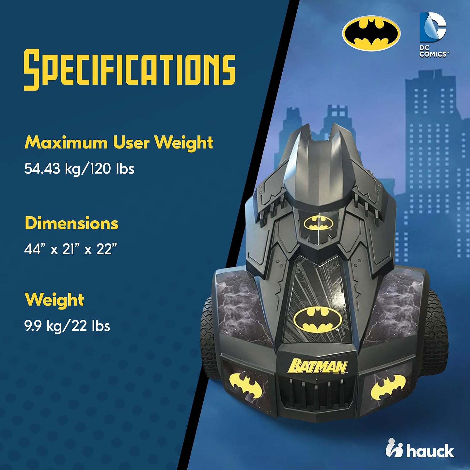 hauck Batmobile Pedal Go Kart, Superhero Ride On Batman Car Vehicle for Kids, Black