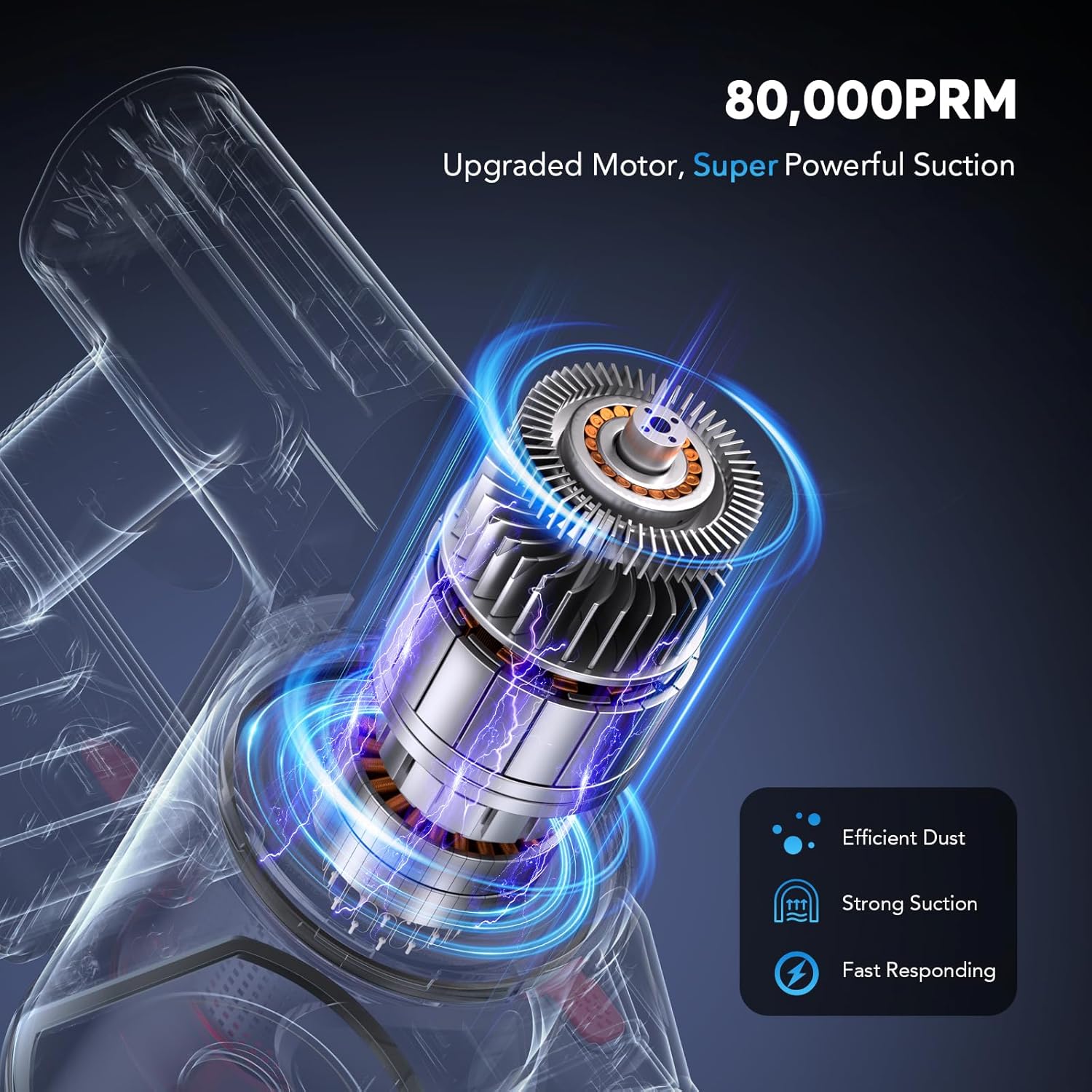 Comvtu 80,000PRM Powerful 4 in 1 Lightweight Stick Vacuum with 2 Adjustable Suctions, Max 40 Mins Runtime, 2600mAh Rechargeable Vacuum Cleaners (Camellia)