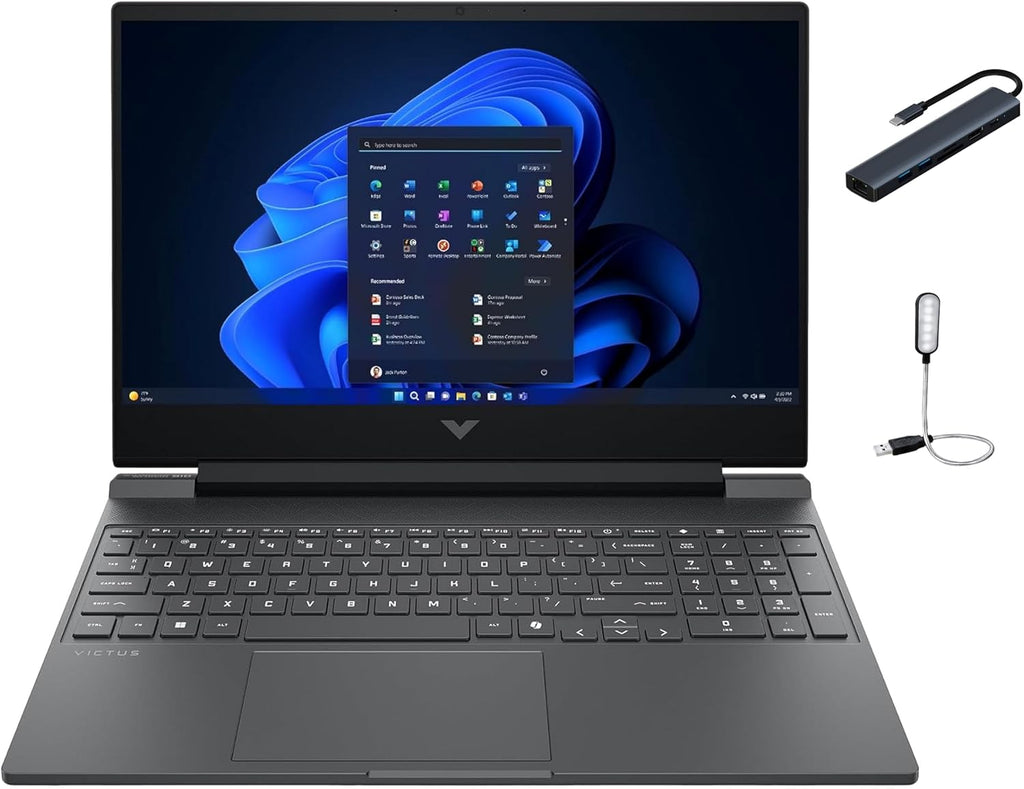 HP Victus 15.6 inch FHD 144Hz Gaming Laptop, Intel Core i5-13420H, 32GB DDR4 RAM, 1TB SSD, NVIDIA GeForce RTX 4050 6GB, Backlit Keyboard, Windows 11 Home, Mica Silver with HEX Accessories
