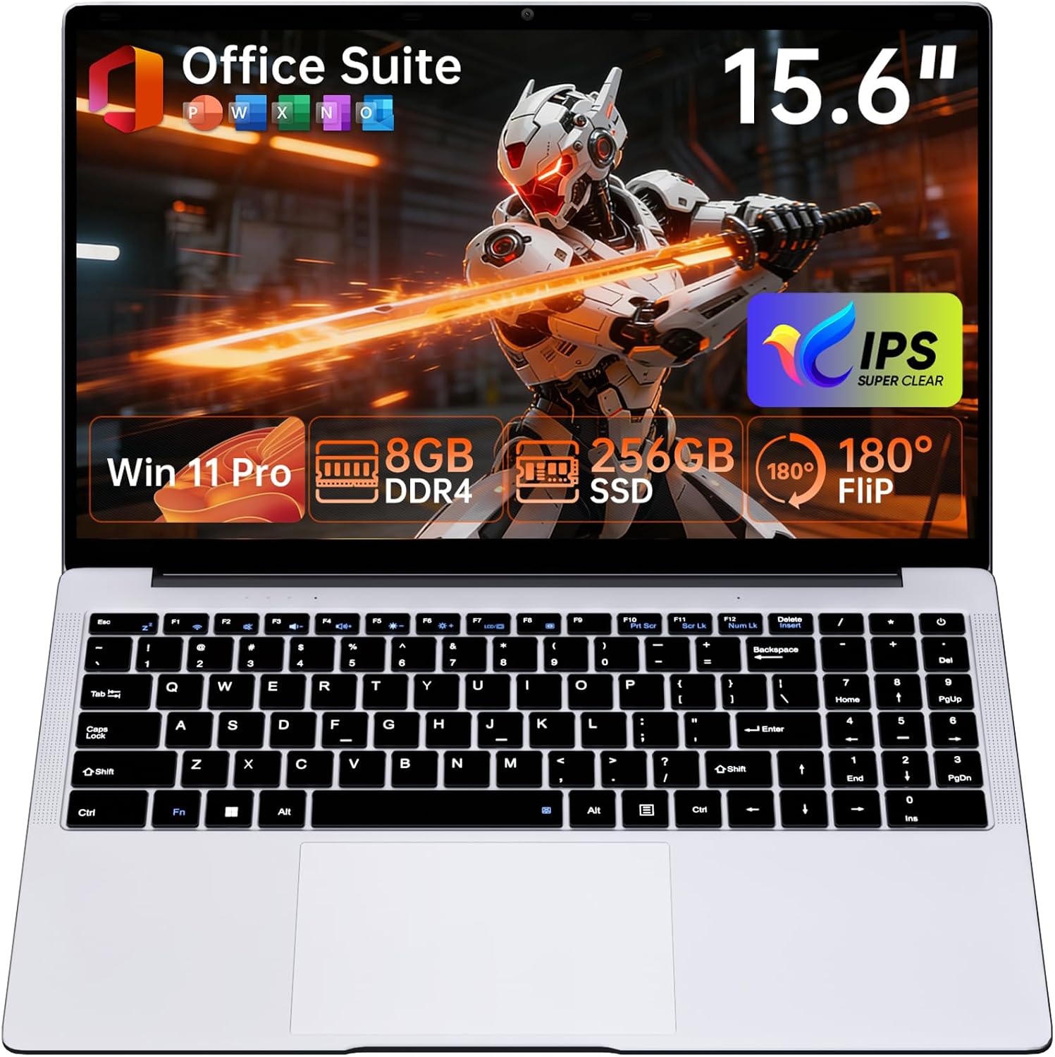 15.6' Laptop Computer, 8GB RAM 256GB SSD Celeron N4000(up to 2.6GHz) Laptop Win 11 Office Suite FHD IPS sRGB Notebook 2.4G&5G WiFi BT 4.2 HDMI USB 3.0 5000mAh Battery for Home Student Business