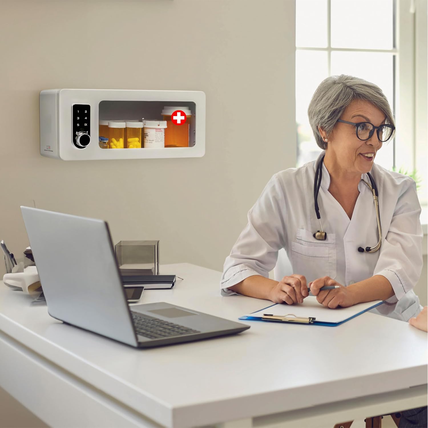 Medication Lock Box with Digital Keypad – Secure Storage Cabinet for Prescription Drugs, Insulin, Narcotics – Wall Mount or Refrigerator Safe – Touch Code Lock