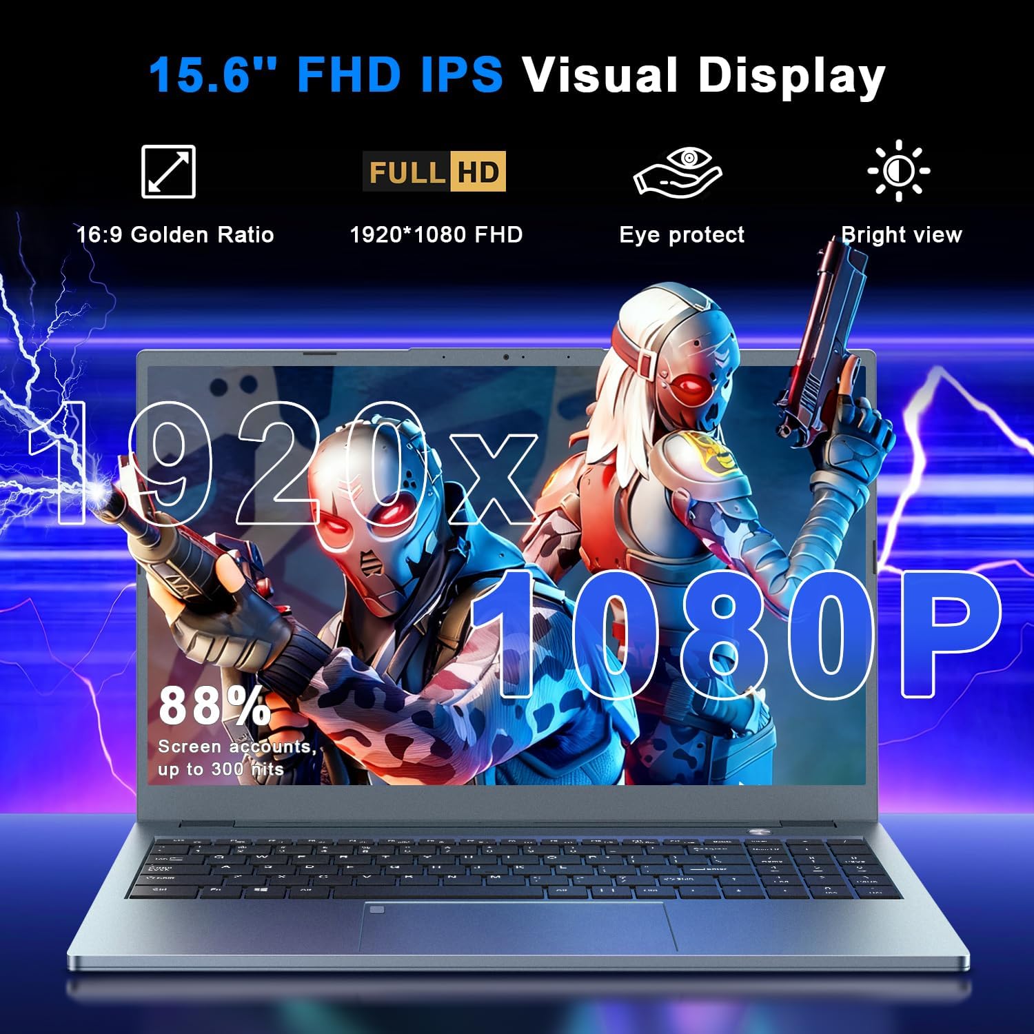 XNQ Gaming Laptop, Laptop Computer 2026, 15.6 Inch Lap Top, 32GB DDR4, 1TB SSD, MX450 TU117 GPU, N-series 4C/4T Processor, Win 11 pro, Colorful Backlit, 1080 FHD, HDMI, Wifi5, Metal Shell, Fingerprint