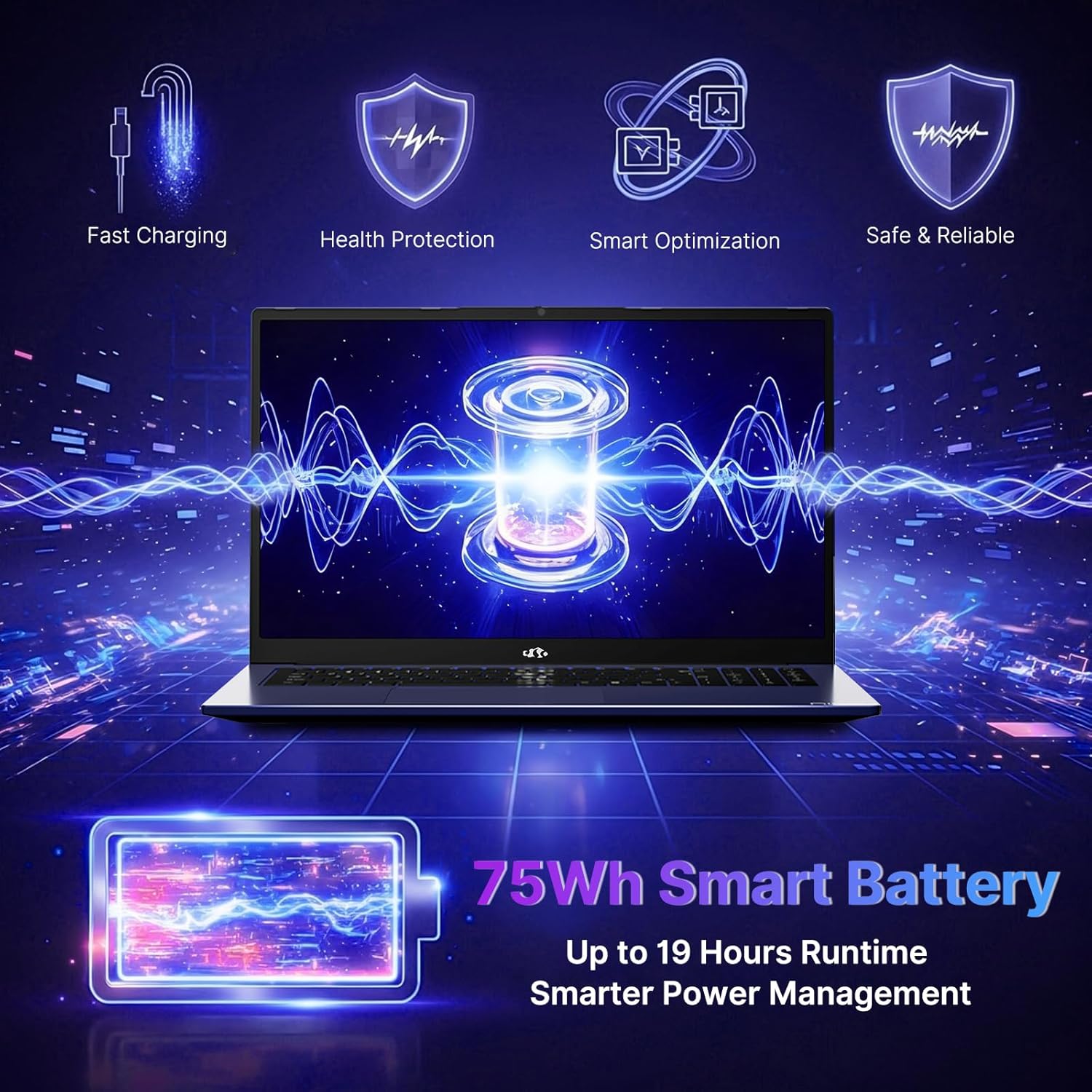NIMO 17.3' Business-Laptop Ryzen 9 8945HS, 64GB RAM 2TB SSD, Radeon 780M, 54W Max TDP, 75Wh Battery, USB-C 4.0, PD 100W, Backlit Keyboard, Fingerprint Unlock, FHD Laptop for Gaming Student Office