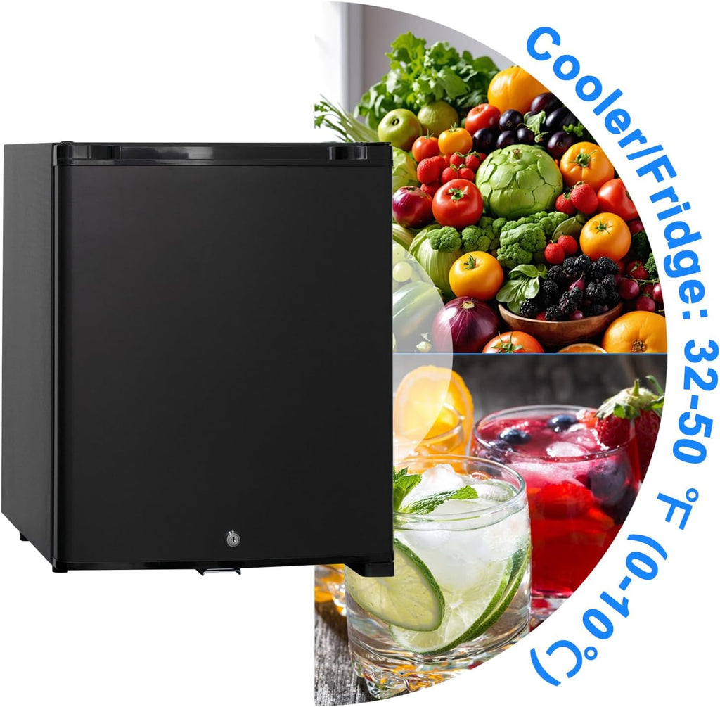 12V Refrigerator 1.0 Cu.Ft, AC/DC Mini Fridge with Lock, Reversible Door, Quiet Small Refrigerator for Bedroom Office RV Camper Semi Truck