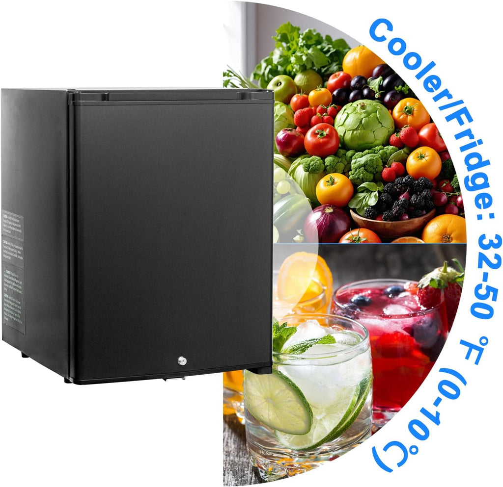Compact Refrigerator with Lock 110V 12V RV Refrigerator No Noise Mini Fridge for Dorm Bedroom Office, 2.1 Cu.Ft