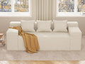 PurrJoys Modular Sectional Sofa, 3 Seater 105' Deep Seat Corduroy Lounge Sofa with Movable Cushions, Modular Couch for Small Spaces, Living Room, Bedroom, Apartment, Office - Beige