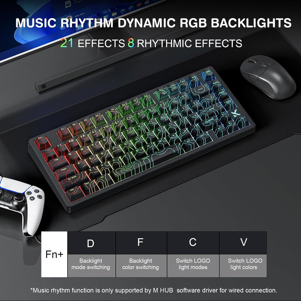 x MCHOSE Jet75 Magnetic Keyboard,75% Wired Gaming Keyboard Hall Effect Switch,Rapid Trigger Mode,8K Hz Polling Rate,0.1ms Lantency,Rhythmic RGB Backlight (Topograhic Black, God Switch)