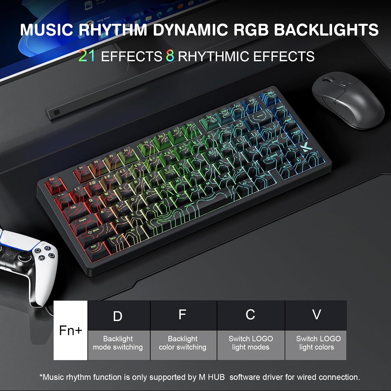 x MCHOSE Jet75 Magnetic Keyboard,75% Wired Gaming Keyboard Hall Effect Switch,Rapid Trigger Mode,8K Hz Polling Rate,0.1ms Lantency,Rhythmic RGB Backlight (Topograhic Black, God Switch)