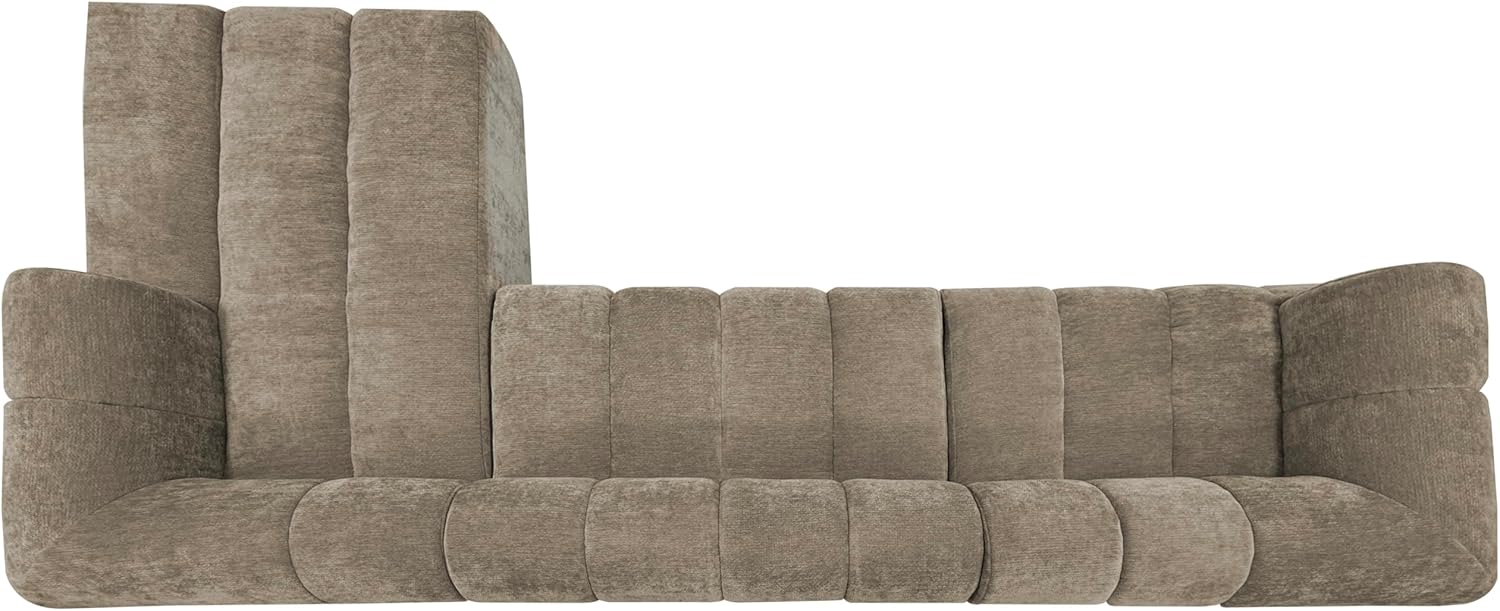 Christopher Knight Home Mania 122' Modular L-Shape Sofa Couch with Chaise Lounge, Modern Sectional Sofa Set for Living Room, Boucle Fabric Upholstered Cloud Couch with Deep Seat, Brown