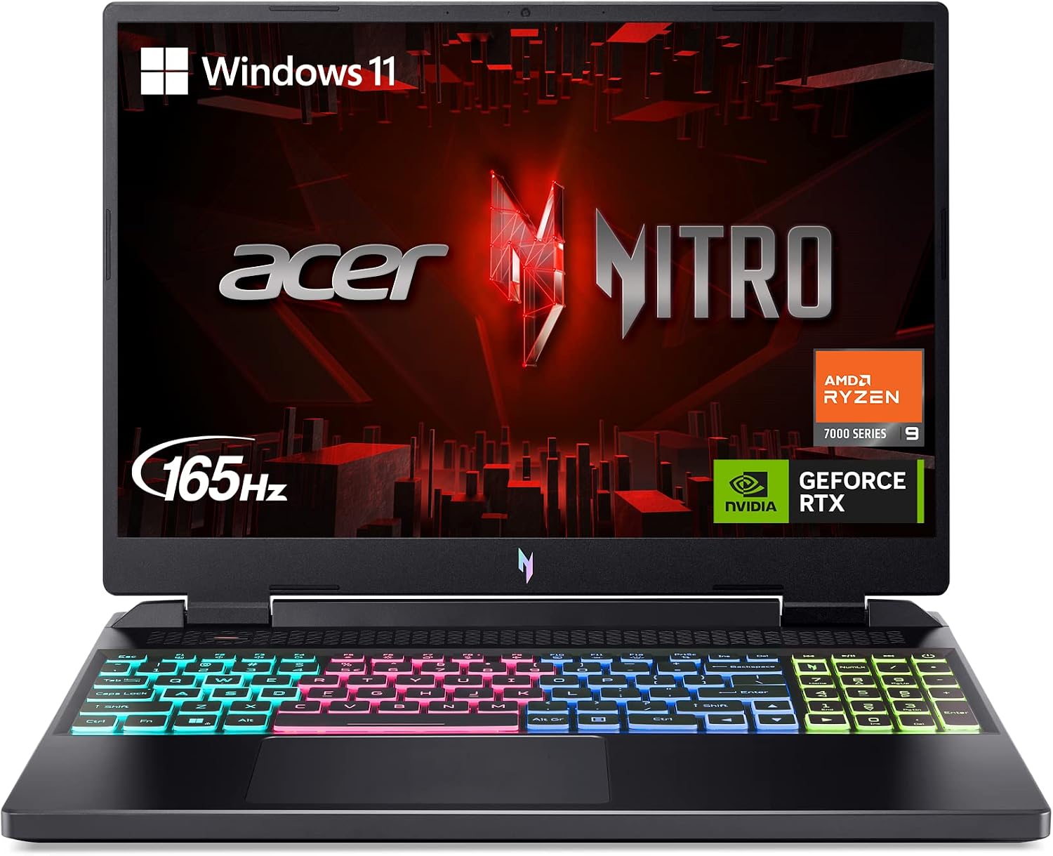 Acer Nitro 16 Gaming Laptop | AMD Ryzen 9 7940HS Octa-Core CPU | NVIDIA GeForce RTX 4070 Laptop GPU | 16' WQXGA 165Hz IPS Display | 16GB DDR5 | 1TB Gen 4 SSD | Wi-Fi 6E | RGB Backlit KB | AN16-41-R5KC
