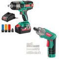 HYCHIKA 18 V Max Cordless Impact Wrench with 1/2 Impact Drivers,3.6V 2.0Ah Electric Screwdriver,2-Tool Power Tool Set Combo Kit