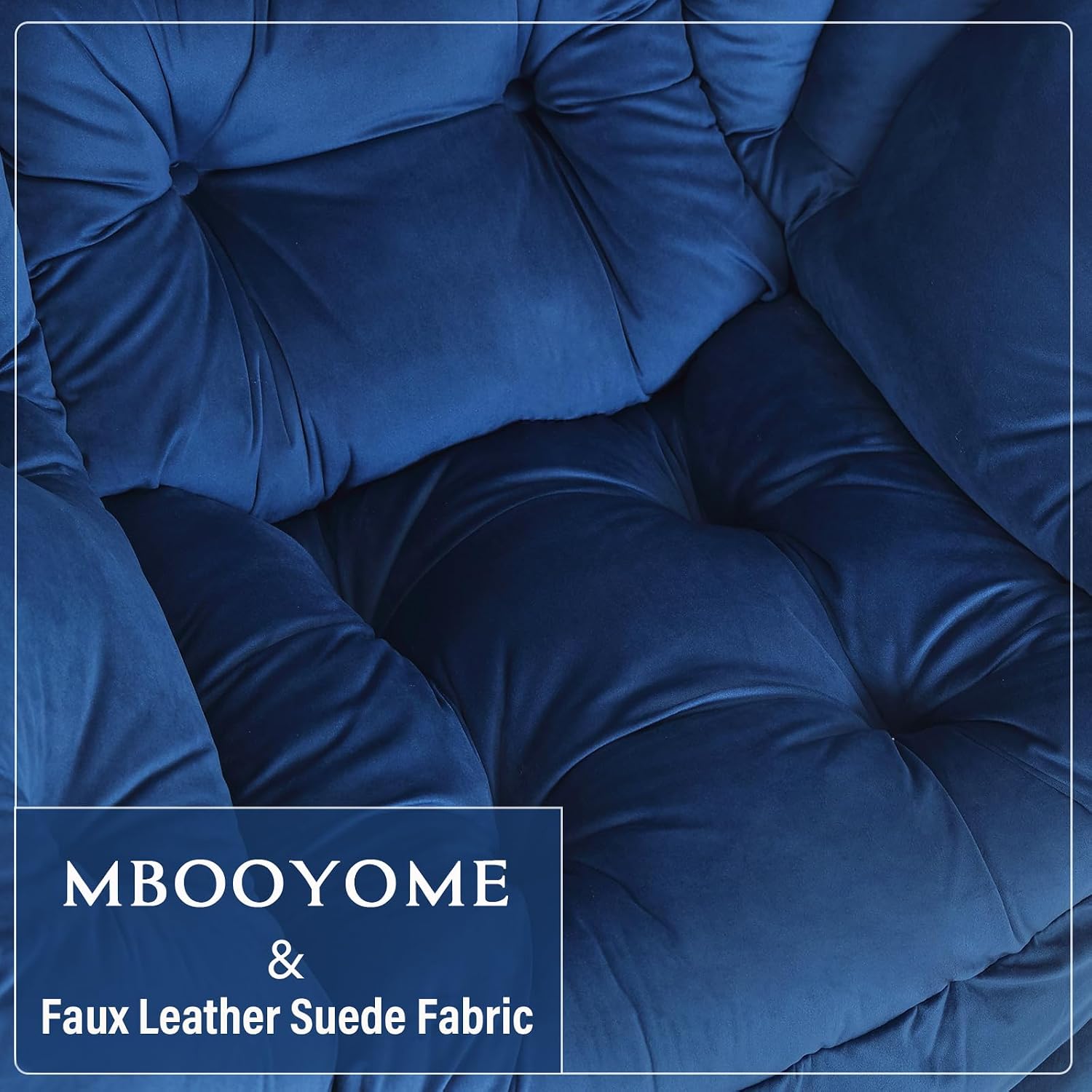 MBOOYOME Lazy Chair with Folding Ottoman, Modern Accent Armchair with Armrests and a Side Pocket & Foldable Footstool, Reading Chair for Living Room, Bedroom, Dorm & Office, Royal Blue