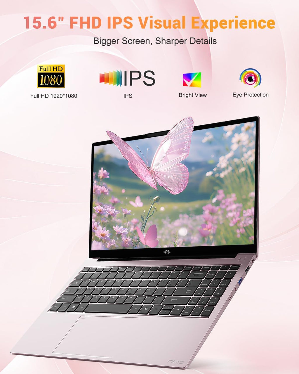NIMO 15.6' IPS FHD-Gaming-Laptop, AMD Ryzen 7 8745HS 32GB DDR5 RAM 2TB SSD (up to 4.9GHz) Radeon 780M Graphics Business Computer with 100W Type-C Backlit Keyboard, Fingerprint USB-C 4.0