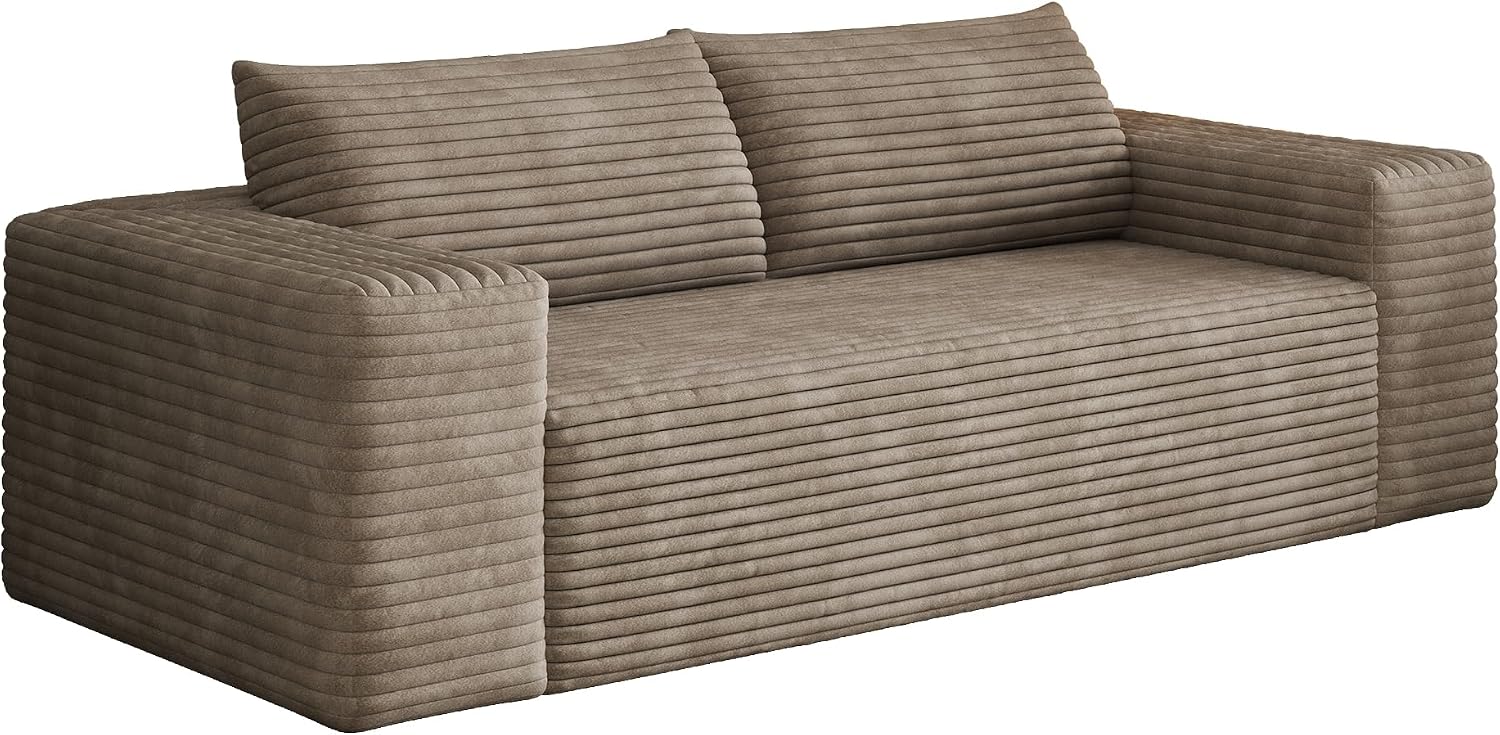 Eafurn Memory Foam Boneless Loveseat Sofa Couch, 3-Seater Upholstered Sofa with Corduroy Fabric and Wider Armrest, No Assembly Sofa for Living Room, Bedroom & Apartment | Sturdiness, Breathable material, Sofa in A Box