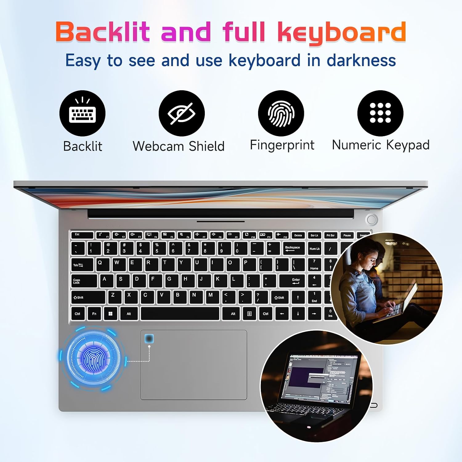 NIMO 17 Inch FHD IPS Laptop, 6 Cores i3-1215U 16GB RAM 1TB SSD (Up to 4.4GHz, Beat Ryzen 5 7520U) School Computer with 65W Type-C Wi-Fi 6 Backlit KB Fingerprint for Business