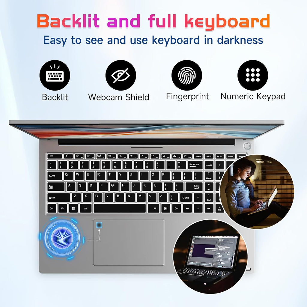 NIMO 17 Inch FHD IPS Laptop, 6 Cores i3-1215U 8GB RAM 128GB SSD (Up to 4.4GHz, Beat Ryzen 5 7520U) School Computer with 65W Type-C Wi-Fi 6 Backlit KB Fingerprint for Business