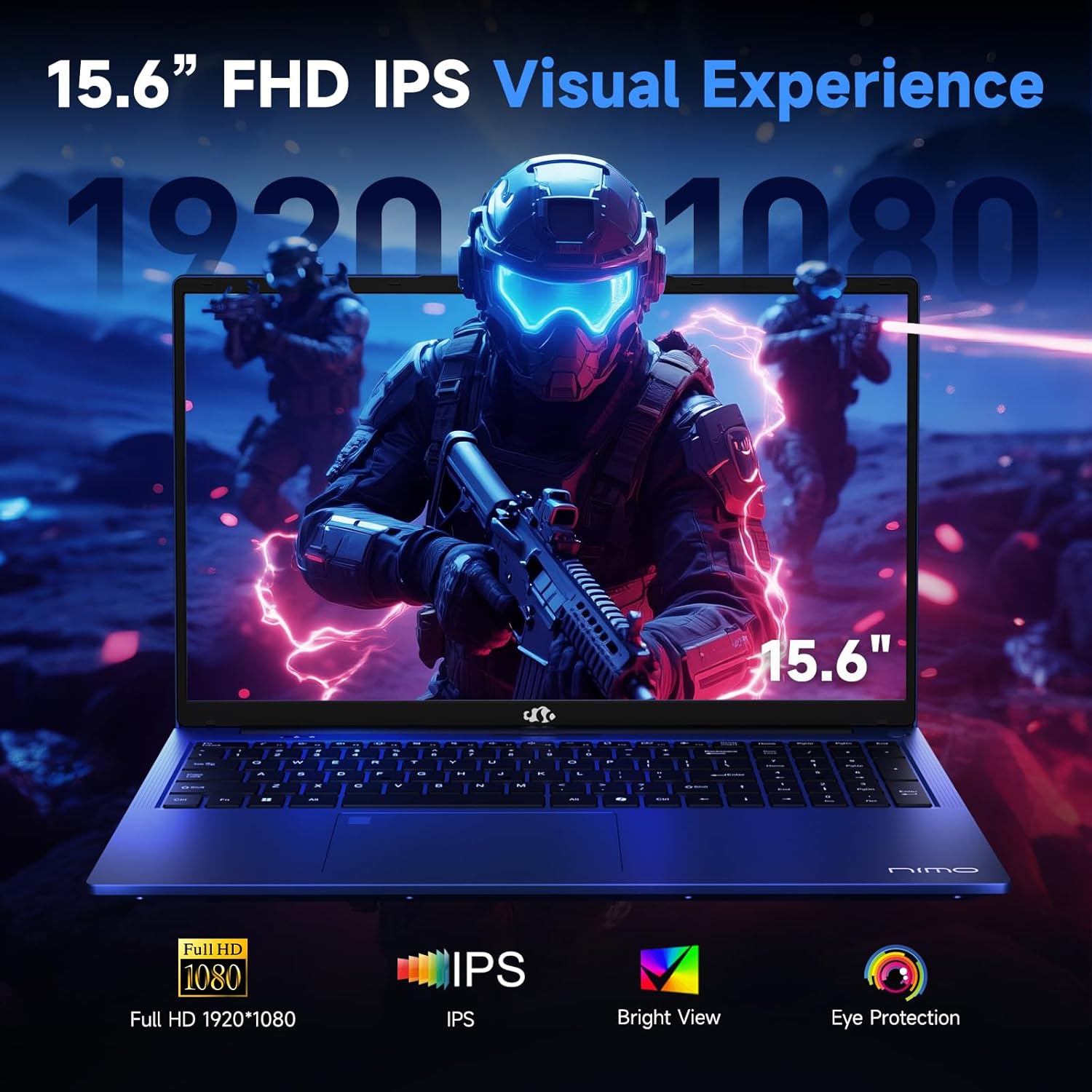 NIMO 15.6' IPS FHD Gaming-Laptop, AMD Ryzen 7 7735HS 16GB DDR5 RAM 512GB SSD (8C/16T, Up to 4.75GHz) Business-Computer with Radeon 680M Graphics 100W Type-C Backlit Keyboard Fingerprint