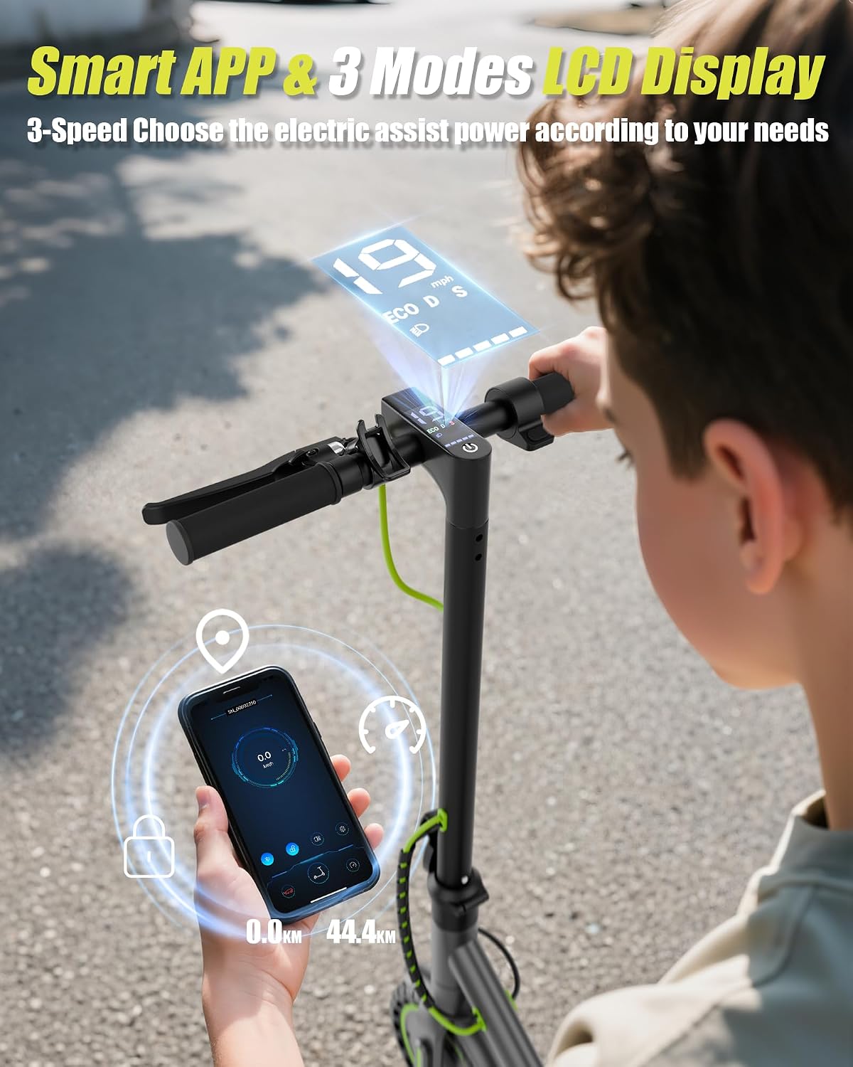 MAXSHOT Electric Scooter Adults & Big Kids, Top Speed 9/16/19MPH, 10/12/16/19Miles Range, 6.5'/8.5' Tires Folding Escooter, APP Control