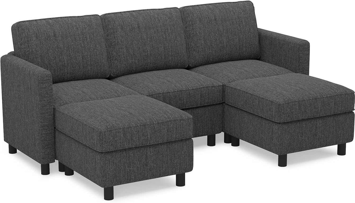 Belffin 84.3' 5 Seats U Shaped Couch Modular Sectional Sofa Washable Sectional Couches for Living Room Comfy Couches with Storage Seat Couch Sofas with Chaise,Dark Grey