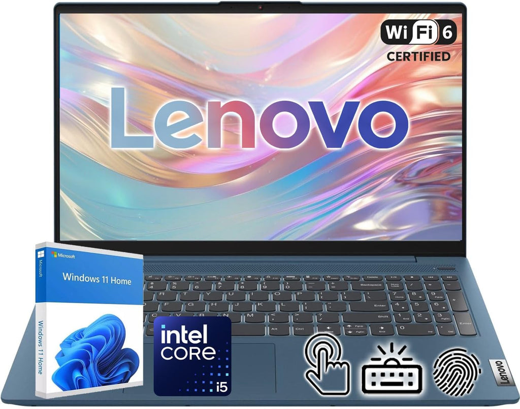 Lenovo Ideapad 5 15.6' FHD Touchscreen Laptop | Intel Core i5 Processor | Windows 11 | 8GB RAM | 512GB PCIe SSD | Full-Size Backlit Keyboard | Fingerprint Reader & Privacy Shutter | Dolby Audio