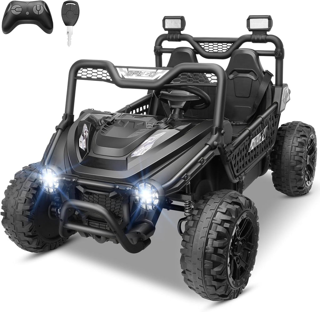 Hikole 24V Ride on Toy Car for Big Kids 4-8, XL Kids UTV 2 Seater with Remote Control, 22' Spacious Seat, MP3 & USB, 3 Speed, Storage, Electric Power Wheels for Boys Girls, Black