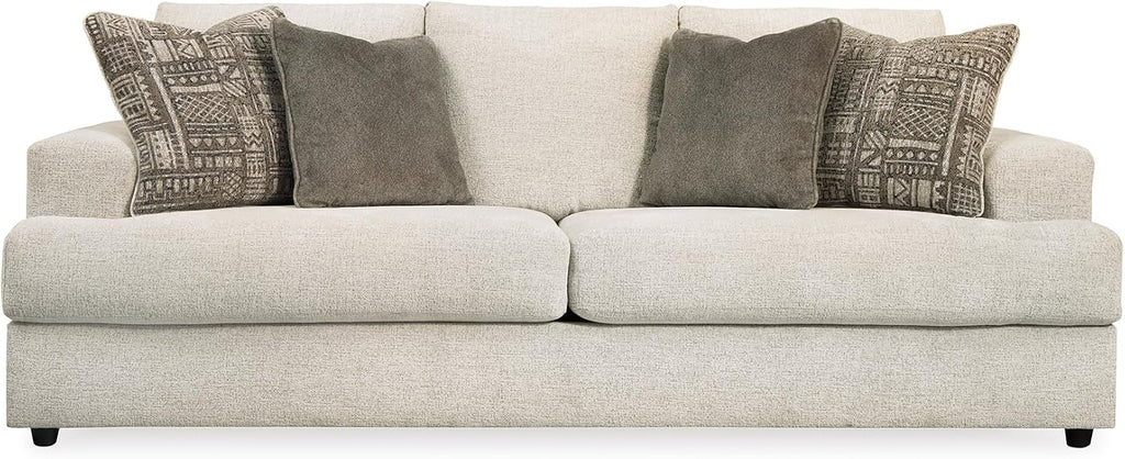 Signature Design by Ashley Soletren Contemporary Chenille Sofa with 4 Accent Pillows, Off-White