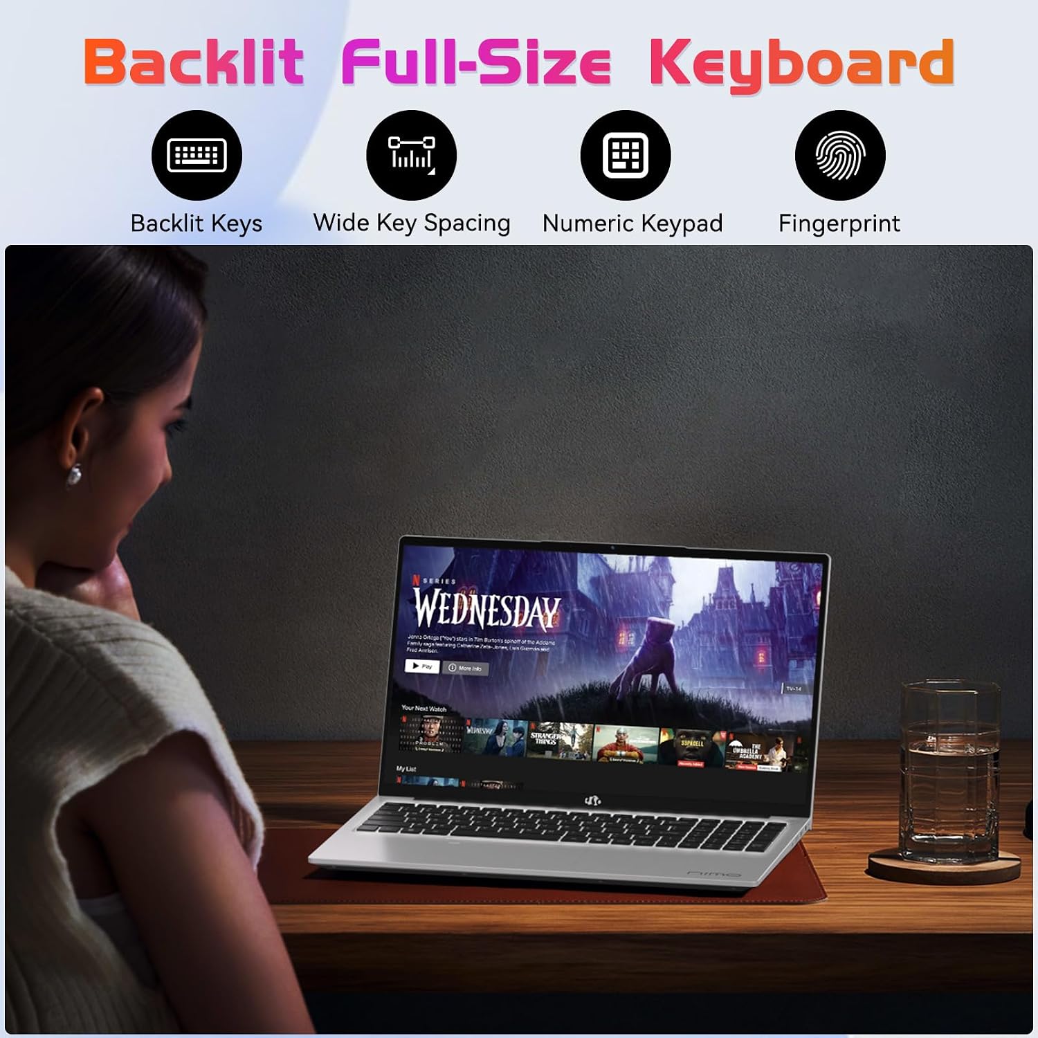 NIMO 17 Inch FHD IPS Laptop, 6 Cores i3-1215U 8GB RAM 128GB SSD (Up to 4.4GHz, Beat Ryzen 5 7520U) School Computer with 65W Type-C Wi-Fi 6 Backlit KB Fingerprint for Business