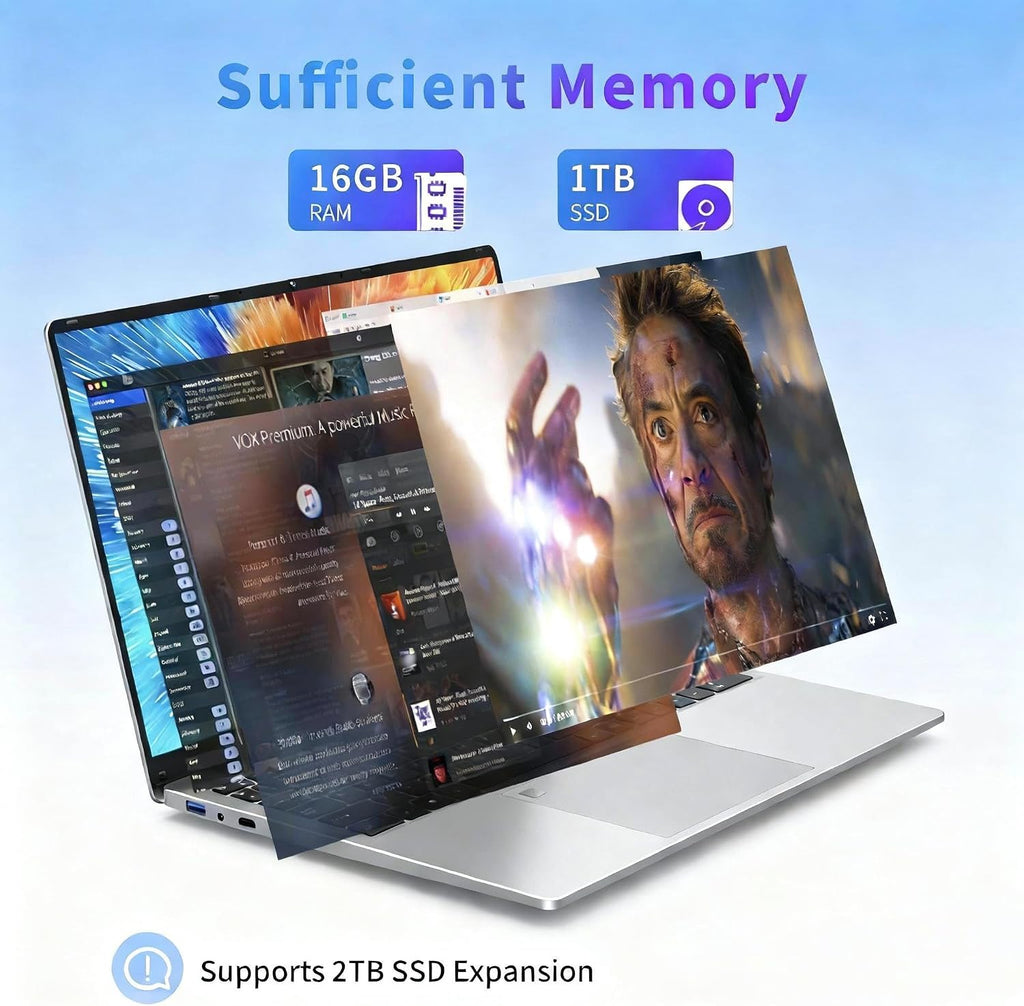 FUNYET 2026 Gaming Laptop Computer Windows 11 Pro, 16 Inch Lap Top PC, 16GB RAM 1TB SSD, Intel 12th Gen N100 Processor(up to 3.4GHz), Backlit Keyboard, Fingerprint Unlock, Office 365 Business