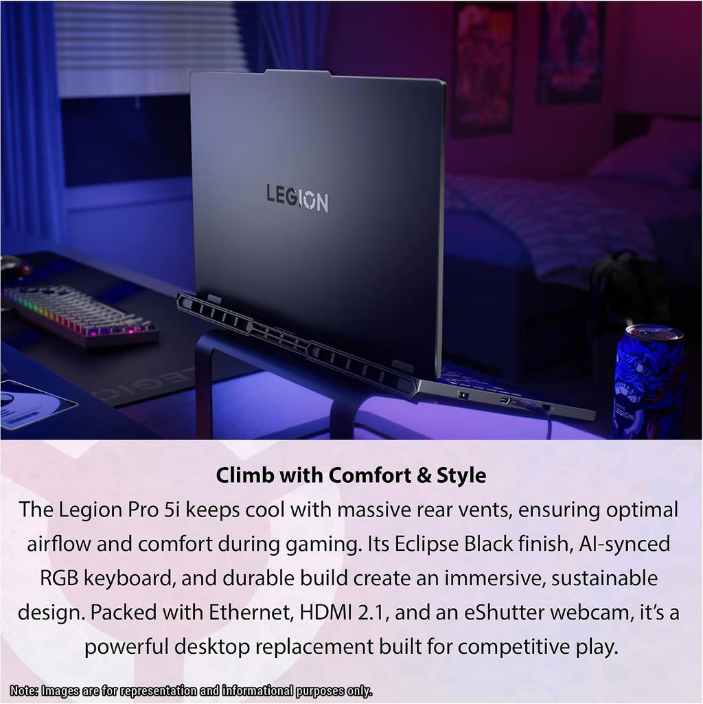 Lenovo Legion Pro 5i Gen 10 Gaming Laptop, Intel Ultra 9-275HX, 64 GB DDR5 RAM, 2 TB PCIe SSD, 16' WQXGA (2560x1600) Display, Nvidia G-Force RTX 5060, 24-Zone RGB Keyboard, W11 Pro, Eclipse Black