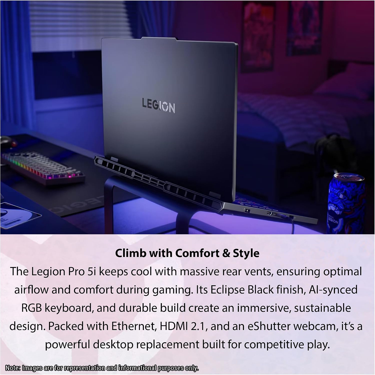 Lenovo Legion Pro 5i Gen 10 Gaming Laptop, Intel Ultra 9-275HX, 64 GB DDR5 RAM, 2 TB PCIe SSD, 16' WQXGA (2560x1600) Display, Nvidia G-Force RTX 5060, 24-Zone RGB Keyboard, W11 Pro, Eclipse Black