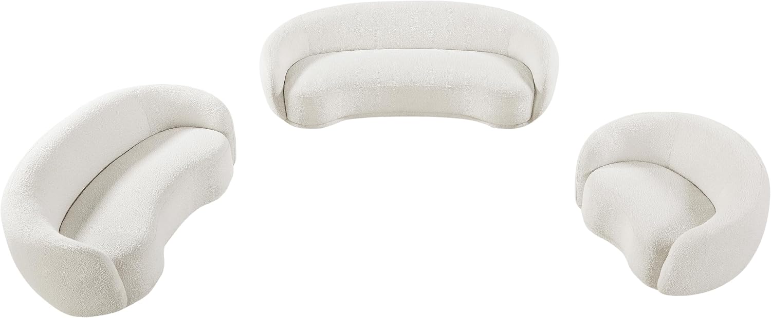 Meridian Furniture 693Cream-S Hyde Collection Modern | Contemporary Boucle Fabric Upholstered Sofa, Cream, 89.5' W x 38' D x 28' H