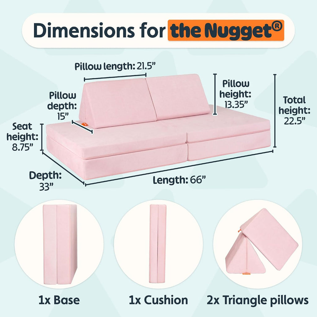 Nugget - The Original Play Couch for Kids - Modular Foam Children's Sofa for Playroom, Imagination, & Creative Open Ended Play - Washable & Convertible Playroom Furniture, Heartthrob
