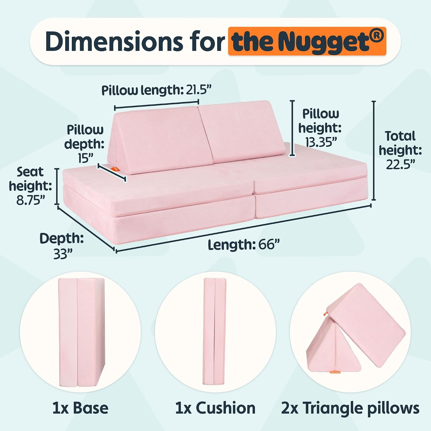 Nugget - The Original Play Couch for Kids - Modular Foam Children's Sofa for Playroom, Imagination, & Creative Open Ended Play - Washable & Convertible Playroom Furniture, Heartthrob