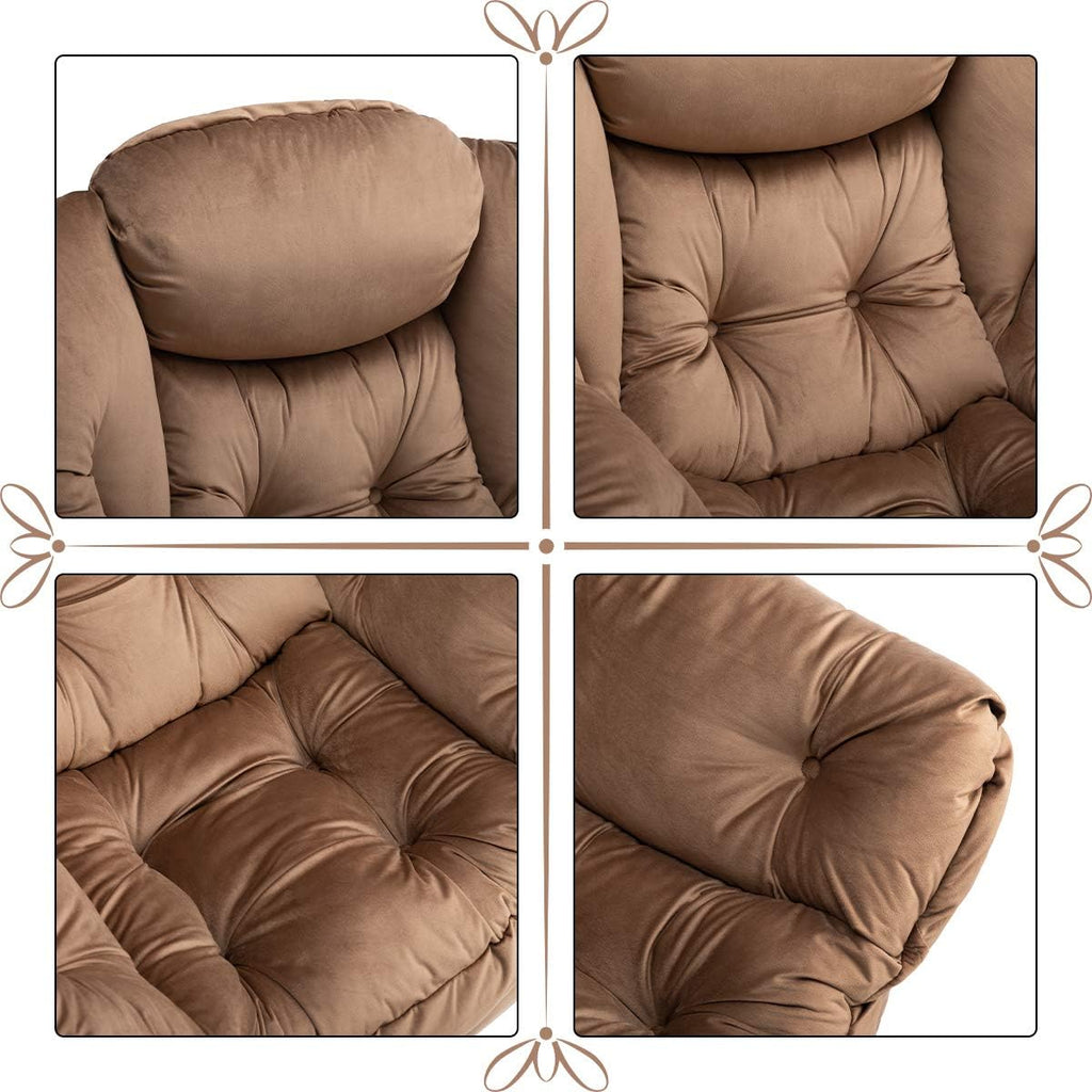 HollyHOME Lazy Chair with Armrest and Side Pocket, Comfy Accent Lounge Chair,Leisure Sofa Armchair for Living Room, Bedroom, Dorm, or Small Spaces, Oversized Reading Sofa Chair,Velvet Taupe Brown