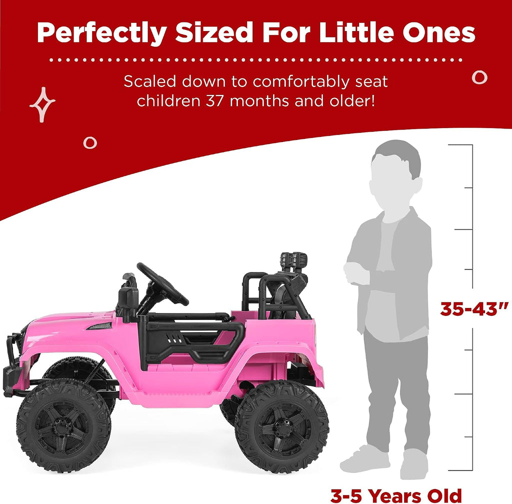 Best Choice Products 12V Kids Electric Vehicle Toy Ride On Car with Parent Remote Control for Toddlers, Seat Harness, 61 lbs Weight Capacity, Locking Doors, Spring Suspension, Bluetooth - Pink