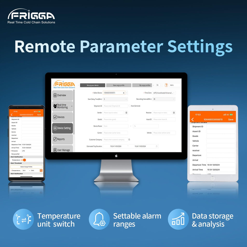 Frigga T70 4G/5G Temperature & Humidity Monitor Real-Time Reusable Temperature Data Logger Remote Digital Temperature Recorder Refrigerator Thermometer Rechargeable 24/7 Monitoring & Instant Alerts