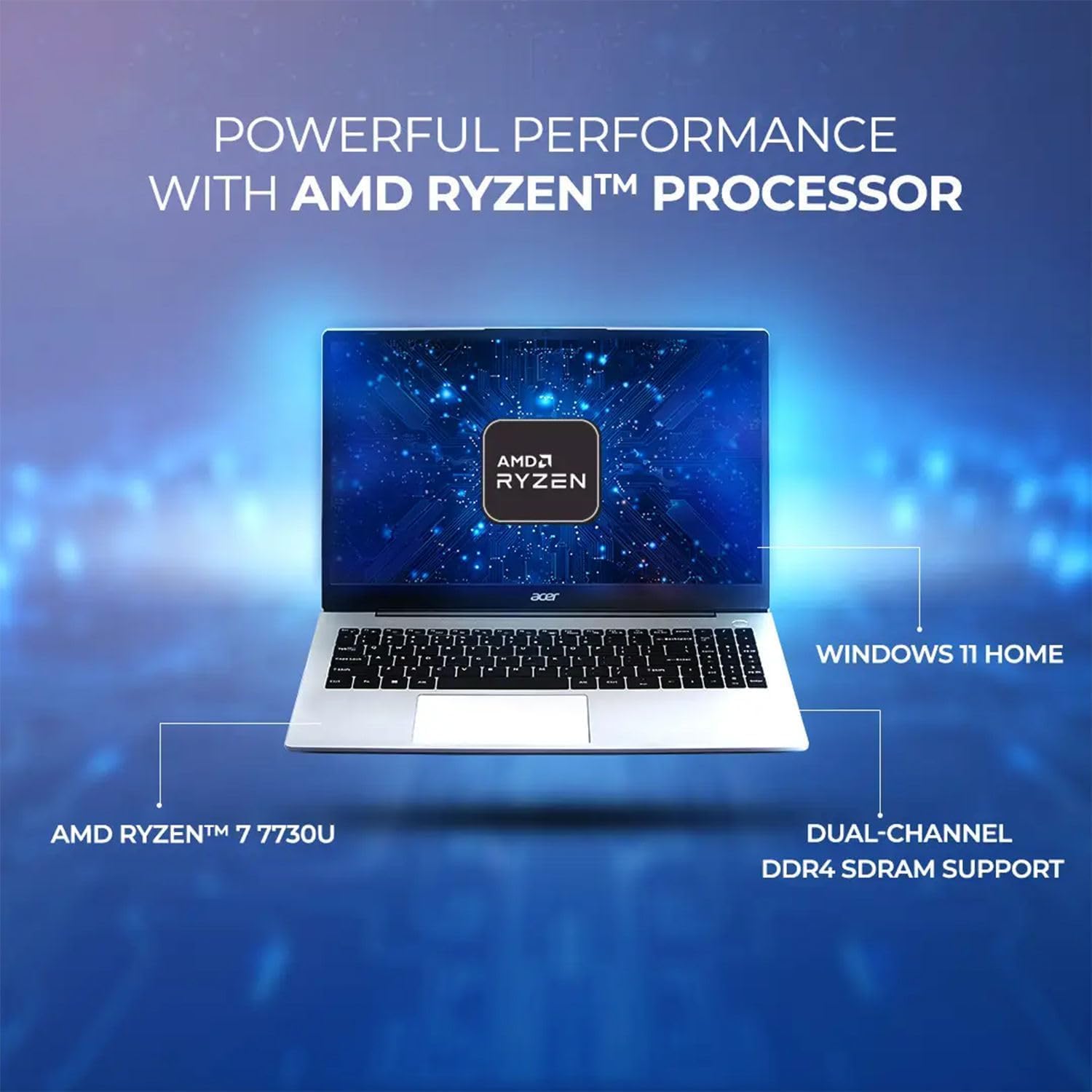 Acer Aspire 3 Premium Business Laptop Computer with Backlit Keyboard - AMD Ryzen 7 7730U CPU - 16GB RAM - 1TB SSD - 15.6' FHD Display - Windows 11 Pro with Office 365 for The Web - w/o Mouse