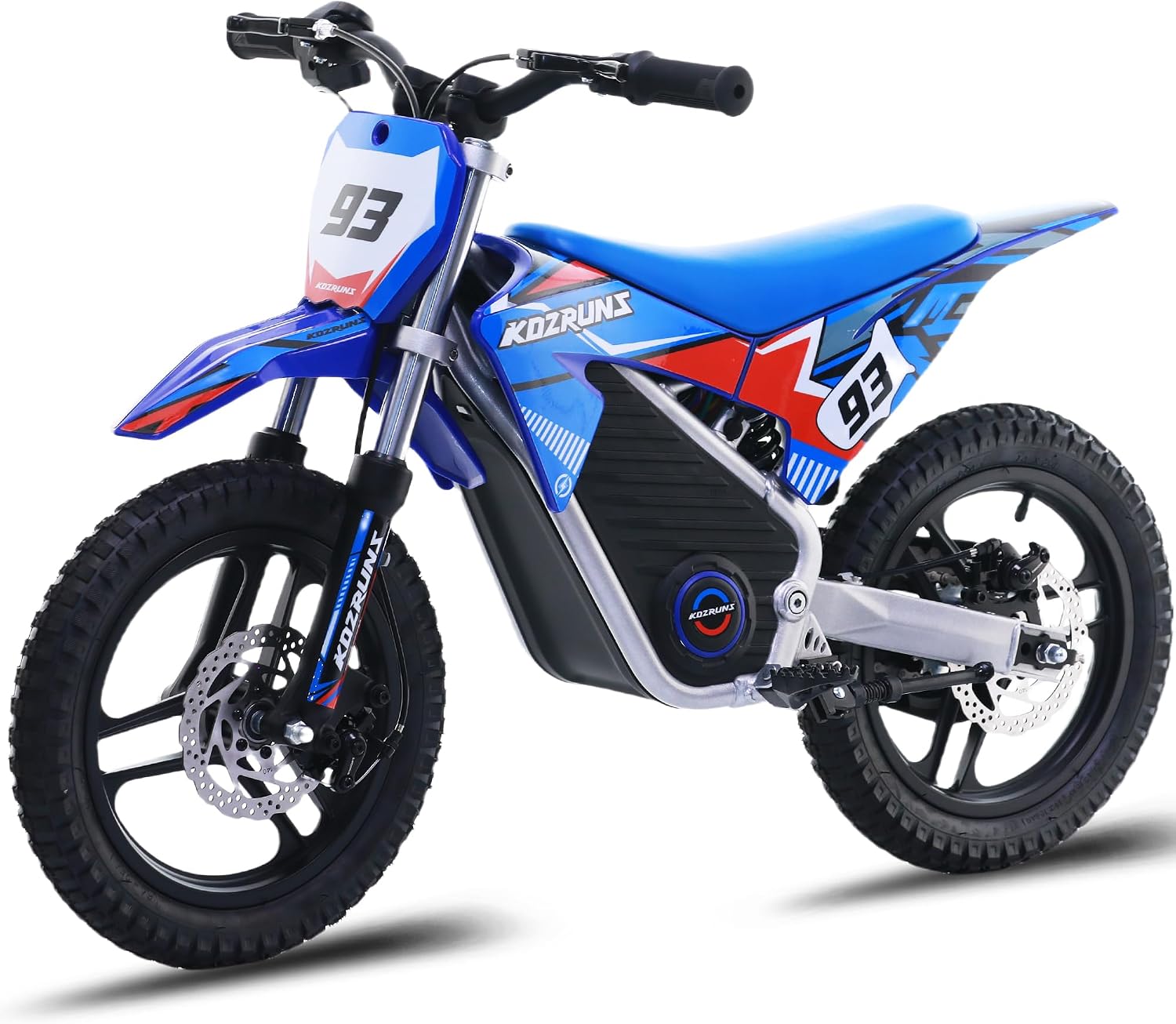 OLALA 36V Electric Dirt Bike for Kids 4-8, 350W Brushless Motor with 3-Speed Control, 18.6 MPH Max Speed, 14' Off-Road Tires Motorcycle, for Boys & Girls, Blue