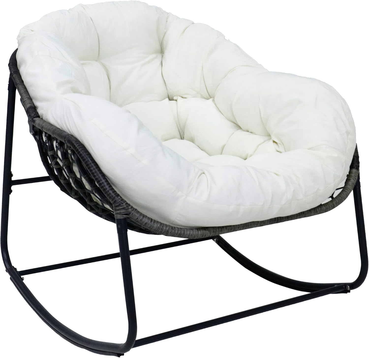 GLORY PATIO Cozy Rocking Chair with Thick Cushion, Indoor & Outdoor for Front Porch, Garden, Backyard