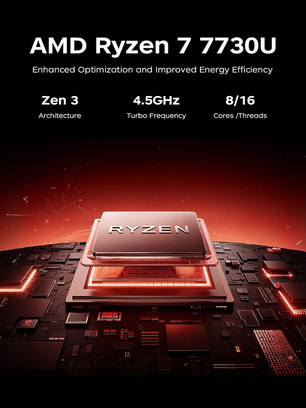 Light Gaming Laptop with AMD Ryzen7 7730U Processor（Up to 4.5GHz,8C/16T),16GB DDR4 RAM 512GB SSD, AMD Radeon Graphics,WiFi 6,15.6 inch IPS Display,Webcam, Windows 11 Laptop Computer for Video Editing